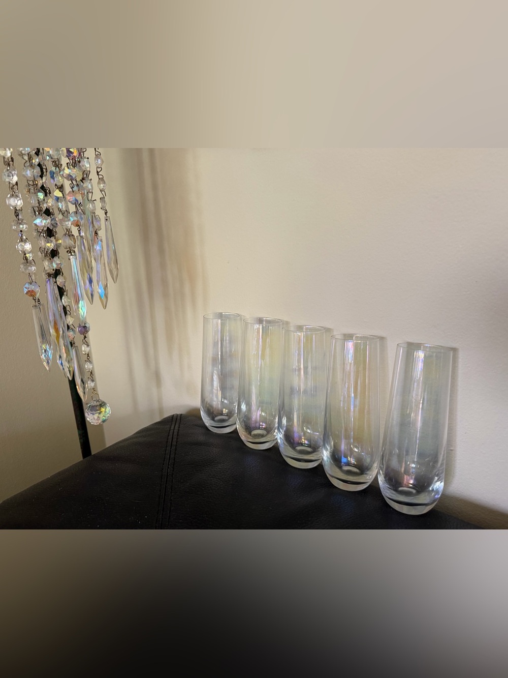 Vintage Iridescent Carnival Glass Tumblers, Set of Five